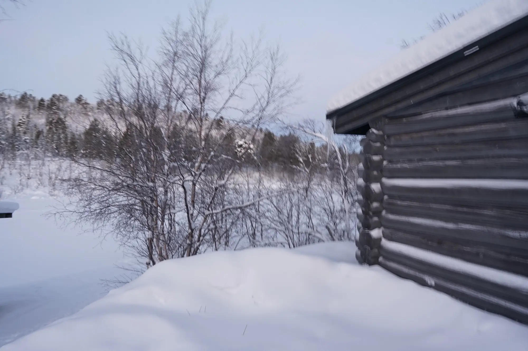 The sauna cabin in the snow